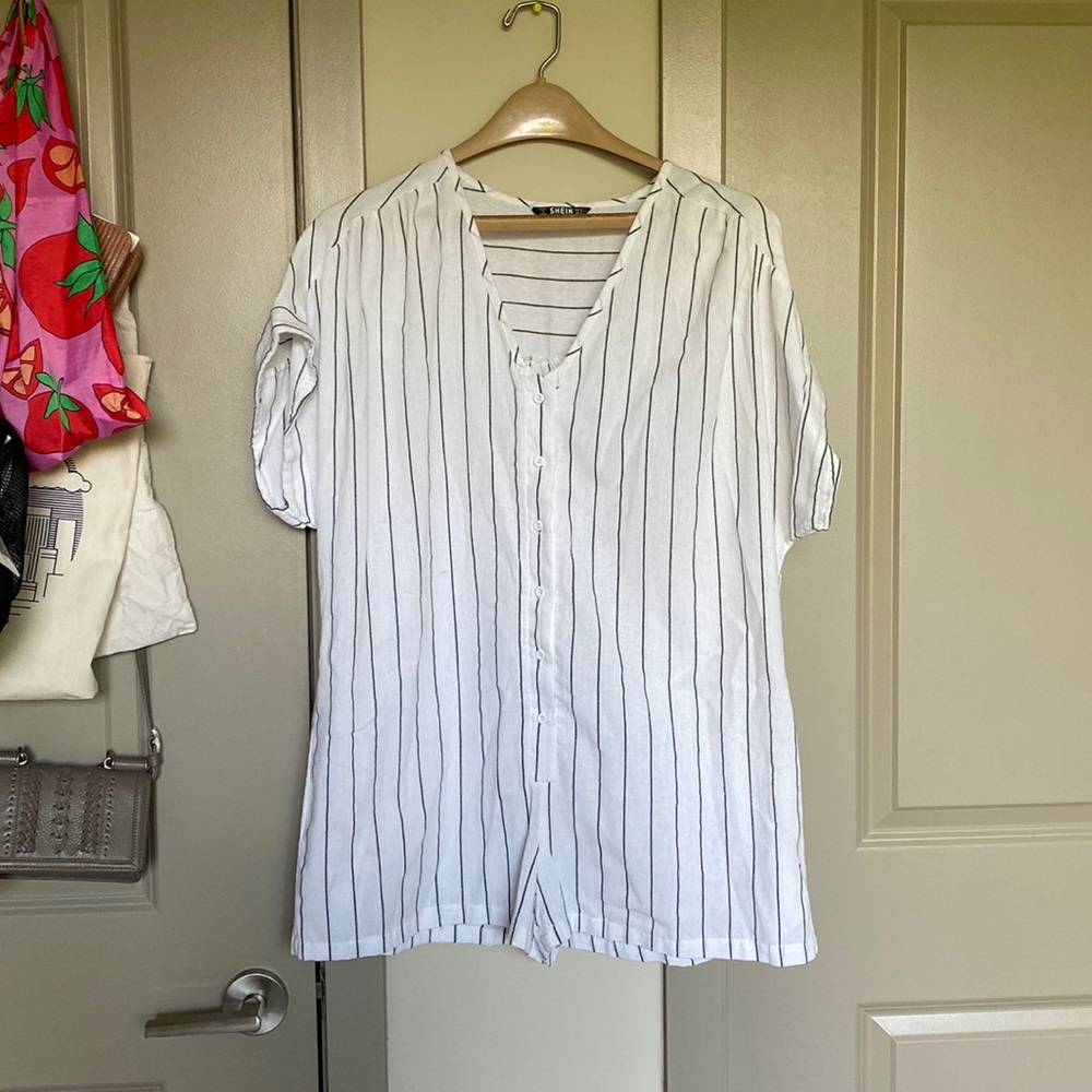 Striped romper with POCKETS